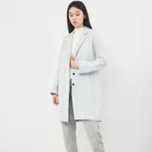 Zara Women's Light Blue Linen Viscose Blend Coat Size Small